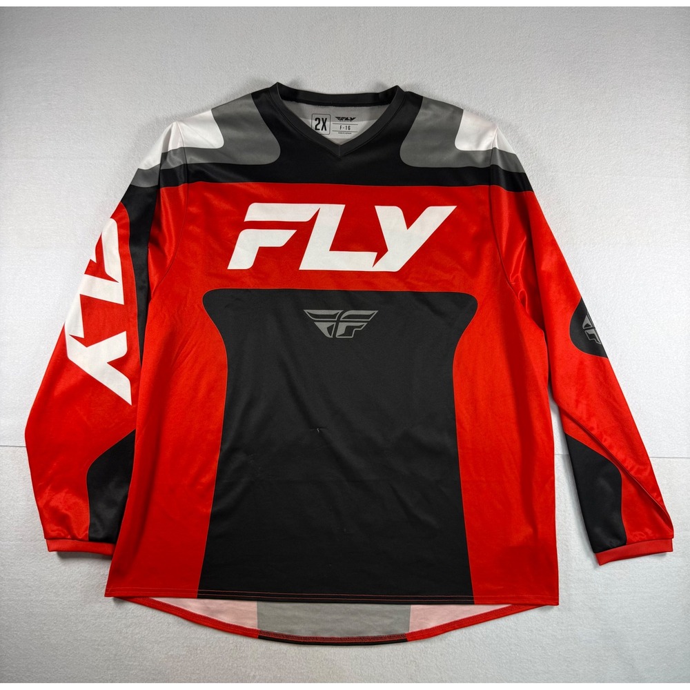 Fly Racing F-16 Motocross Jersey Mens 2X Red Black Grey Long Sleeve Dirt Bike